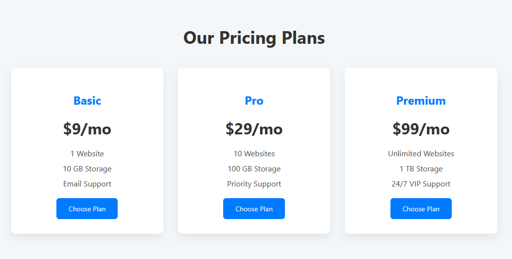Pricing Table