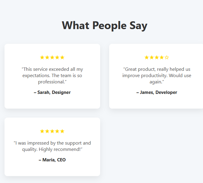 Testimonials Section
